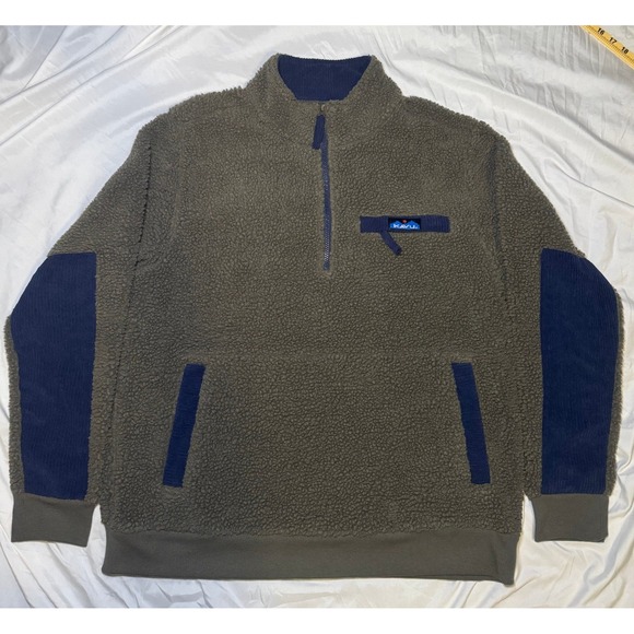 Kavu Other - KAVU Klear Above 1/4 Zip Fleece Pullover Mens Large Green Corduroy Trim Sherpa